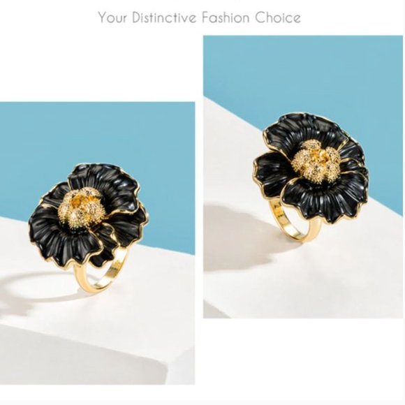 Sale Italian Jewelry Back Flower Ring - Picture 11 of 12